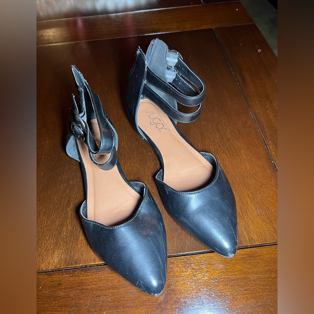 Prune Women's Black Ankle Strap Flats NO BOX